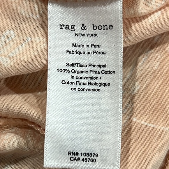 NWT Rag & Bone All Over Summer Floral Tee L Pink Multi Boho Casual Stretch Peach - Picture 8 of 8